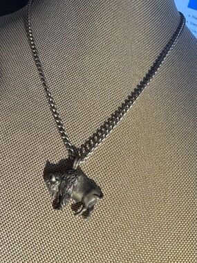Avon Silver Buffalo Pendant Necklace